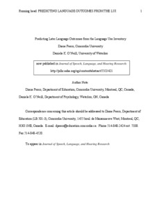 Predicting Later Language Outcomes From the Language Use Inventory ...