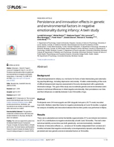 werkloosheid Detective virtueel Persistence and innovation effects in genetic and environmental factors in  negative emotionality during infancy: A twin study - Spectrum: Concordia  University Research Repository